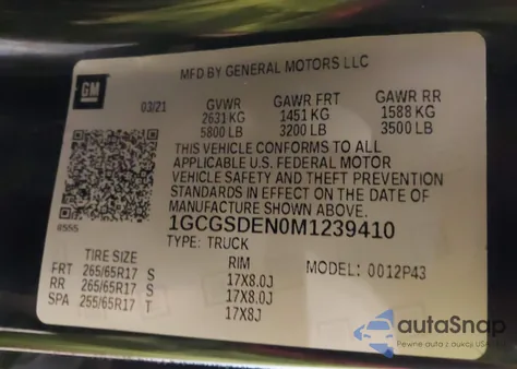 2021 Chevrolet Colorado 2Wd Short Box Z71 из США, поврежденный, VIN 1GCGSDEN0M1239410